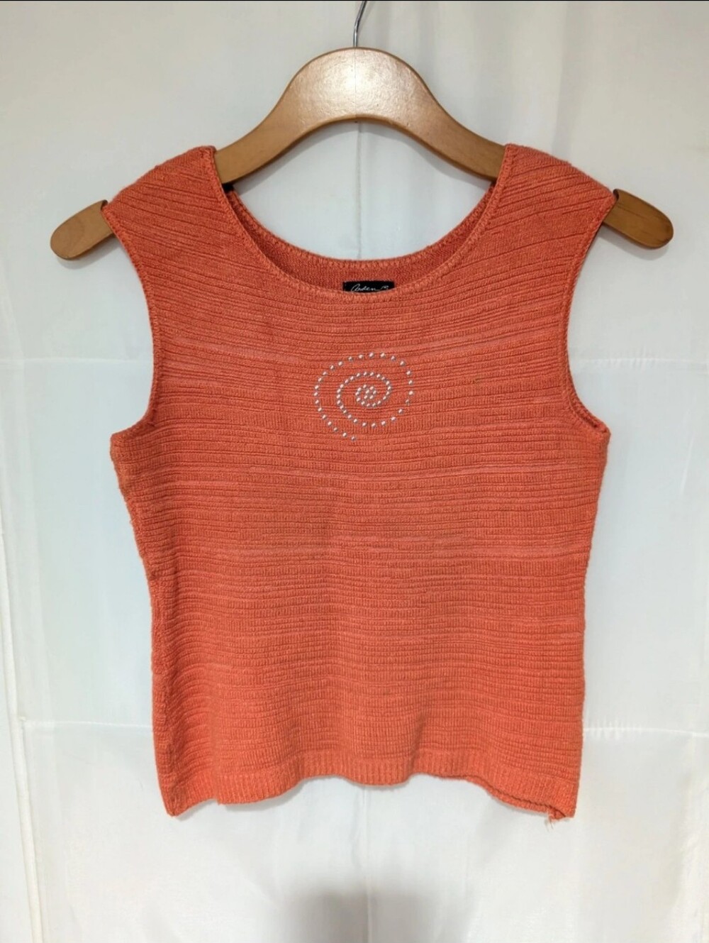 Vintage Arden B Y2K Rhinestone Swirl Ribbed Knit Sweater Tank - Size [M]